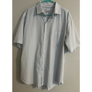 Peter Millar Men’s White Blue Dots Short Sleeve Button Down Casual Shirt Sz XL
